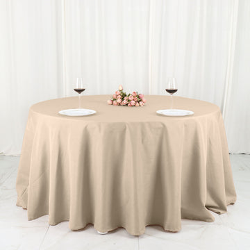 Create a Chic and Elegant Atmosphere with the Nude Seamless Polyester Round Tablecloth 132