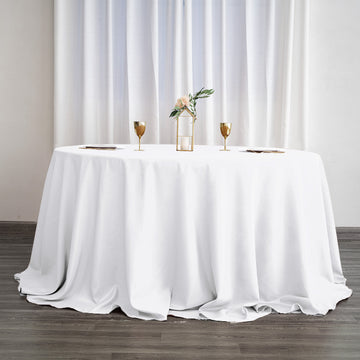 Elevate Your Event with a White Seamless Polyester Round Tablecloth