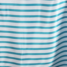 60 inch x102 inch  White/Turquoise Striped Satin Tablecloth