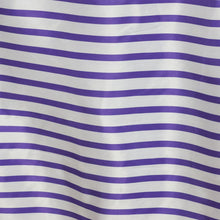 90 inch x132 inch Stripe Satin Tablecloth - White/Purple