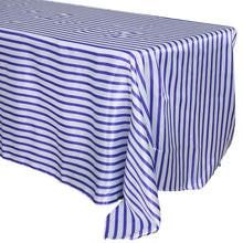 90 inch x132 inch Stripe Satin Tablecloth - White/Purple
