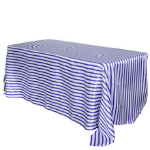 90 inch x156 inch White/Purple Stripe Satin Tablecloth