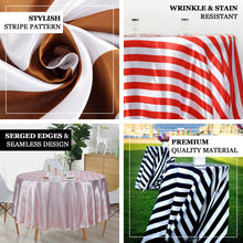 Gold & White 120 Inch Seamless Striped Satin Round Tablecloth 