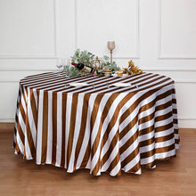 Gold & White Round Tablecloth 120 Inch Seamless Striped Satin Material