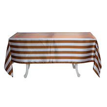 Seamless Striped Satin Rectangle Tablecloth 60 Inch x 102 Inch Gold & White Color