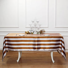 Gold & White Rectangle Tablecloth 60 Inch x 102 Inch Seamless Striped Satin Material
