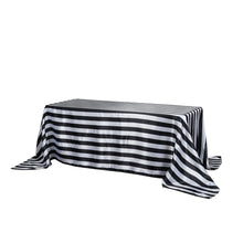 90"x132" | Stripe Satin Rectangle Tablecloth | Black & White | Seamless