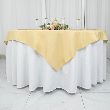 Enhance Your Table Decor with the Champagne Seamless Premium Polyester Square Table Overlay