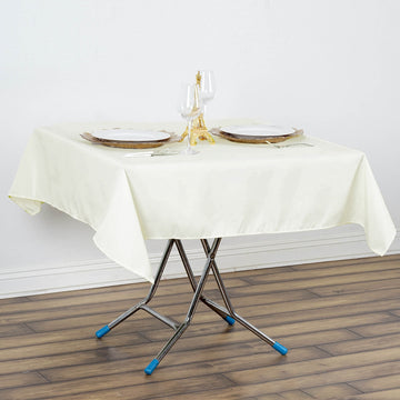 Effortlessly Elegant: The Ivory Seamless Premium Polyester Square Tablecloth