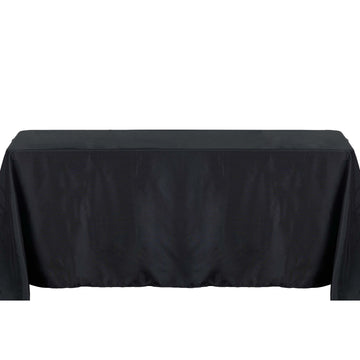 Elegant Black Seamless Polyester Linen Rectangle Tablecloth 54"x96"