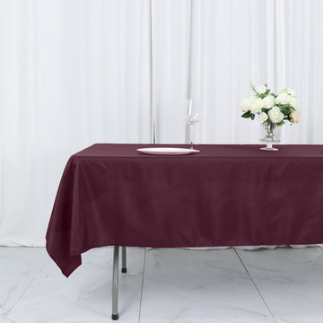 Enhance Your Dining Experience with a Burgundy Seamless Polyester Linen Rectangle Tablecloth