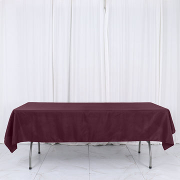 Create Memorable Events with a Burgundy Seamless Polyester Linen Rectangle Tablecloth