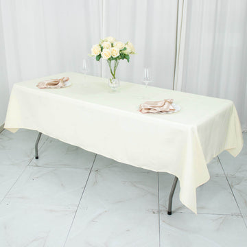 Experience the Beauty and Versatility of the Ivory Seamless Premium Polyester Tablecloth