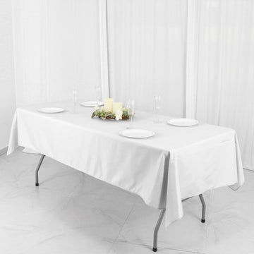 White Seamless Polyester Linen Rectangle Tablecloth 54"x96"