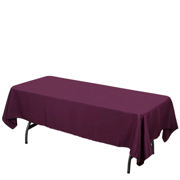 Elevate Your Event Decor with the Eggplant Polyester Rectangular Tablecloth