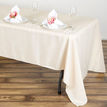 60 Inch x 126 Inch Rectangular Beige Polyester Tablecloth Seamless Design