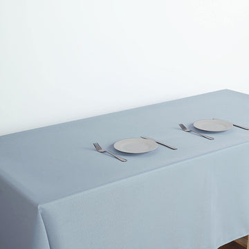 Enhance Your Dining Experience with the Dusty Blue Seamless Polyester Rectangular Tablecloth