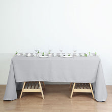 Rectangular Tablecloth 60 Inch x 126 Inch In Silver Polyester Seamless 