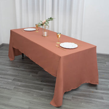 Add Elegance to Your Event with Terracotta (Rust) Polyester Rectangular Tablecloth