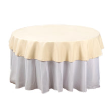 Beige Polyester Round Linen Tablecloth 70 Inch  