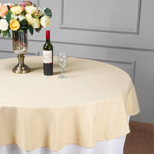 Round Beige Polyester Linen Tablecloth 70 Inch 