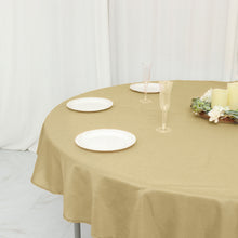 70 Inch Round Tablecloth Champagne Polyester Linen