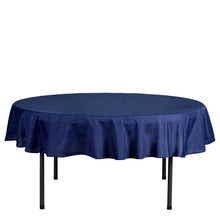 Navy Blue Polyester Linen 70 Inch Round Tablecloth