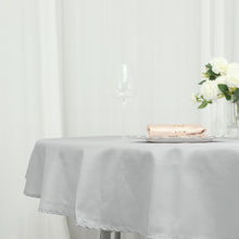 Round Shaped Silver Colored Linen Polyester Tablecloth 70 Inch