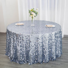Dusty Blue With Big Payette Sequin Round Tablecloth 120 Inch
