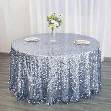 Dusty Blue With Round Tablecloth 120 Inch Big Payette Sequin