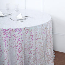 Iridescent 120 Inch Round Tablecloth In Big Payette Sequins