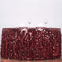 120" Big Payette Burgundy Sequin Round Tablecloth Premium Collection