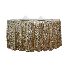 120" Big Payette Champagne Sequin Round Tablecloth Premium Collection