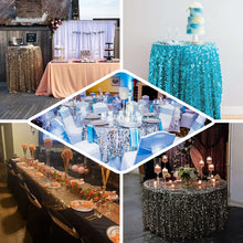 120 Inch Round Tablecloth Dusty Blue With Big Payette Sequin