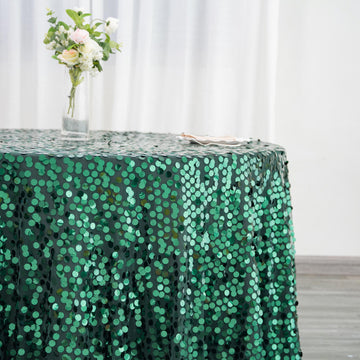 Create a Mesmerizing Display with the Hunter Emerald Green Sequin Tablecloth