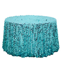 Turquoise Big Payette Sequin 120 Inch Round Tablecloth