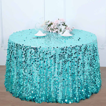 Elegant Turquoise Sequin Tablecloth for a Dazzling Event