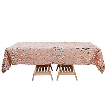 60 Inch x 102 Inch Blush & Rose Gold Rectangle Big Payette Sequin Tablecloth