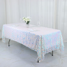 Iridescent Blue Tablecloth 60x102 Inch Big Payette Sequin