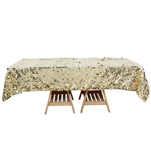 60 Inch x 102 Inch Champagne Rectangle Big Payette Sequin Tablecloth