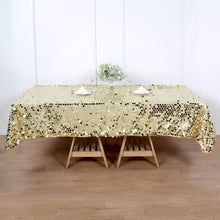Champagne Color Big Payette Sequin Rectangle Tablecloth 60 Inch x 102 Inch