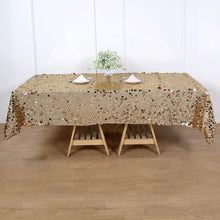 Gold Color Big Payette Sequin Rectangle Tablecloth 60 Inch x 102 Inch 