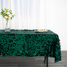 Rectangle Big Payette Sequin Tablecloth 60 Inch By 102 Inch Hunter Emerald Green