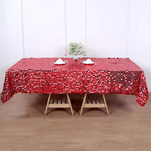 Red Color Big Payette Sequin Rectangle Tablecloth 60 Inch x 102 Inch