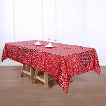 Big Payette Sequin Rectangle Tablecloth in Red 60 Inch x 102 Inch