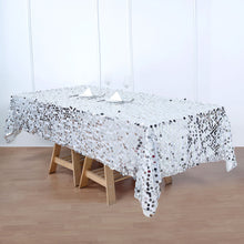 Big Payette Sequin Rectangle Tablecloth in Silver 60 Inch x 102 Inch