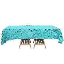 60 Inch x 102 Inch Turquoise Rectangle Big Payette Sequin Tablecloth