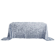 90 Inch x 132 Inch Dusty Blue Rectangle Tablecloth With Payette Sequin Large Size