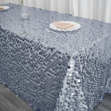 90 Inch x 132 Inch Dusty Blue Sequin Rectangle Tablecloth Payette Fabric