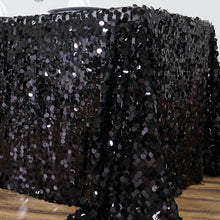 Black 90 Inch x 132 Inch Big Payette Sequin Rectangle Tablecloth